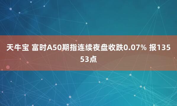 天牛宝 富时A50期指连续夜盘收跌0.07% 报13553点